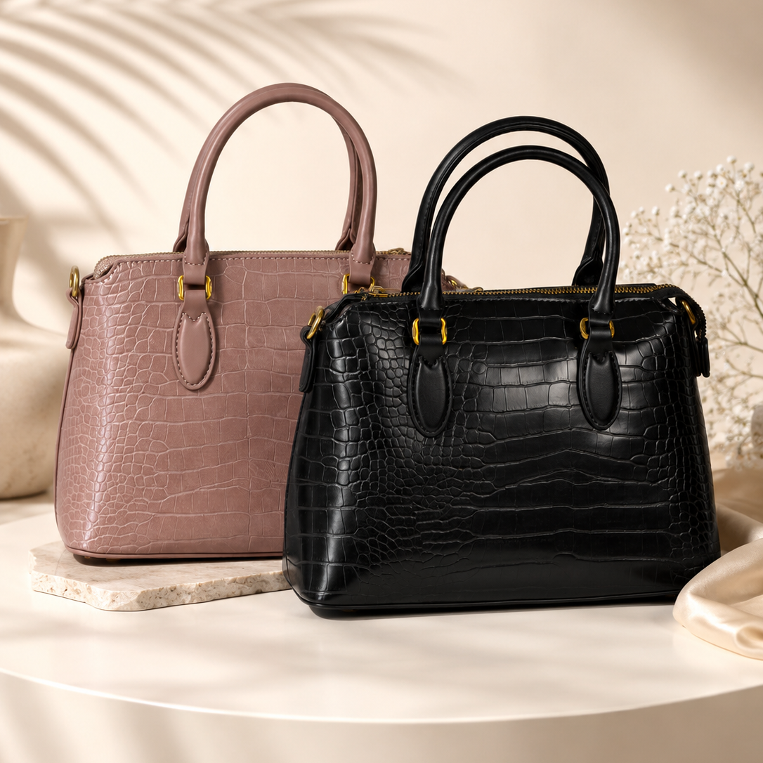 Sac Croco Dusty Rose